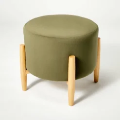 Elroy Round Velvet Ottoman With Wooden Legs - Threshold™ Designed With Studio McGee -Home Living GUEST 1d22f669 2a10 491f 9147 d5d1729c7a8d