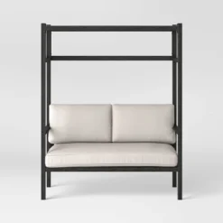 Ryegate 2pc 4' Mini Patio Daybed With Ottoman Weathered Teak - Threshold™ -Home Living GUEST 21a748c0 b63f 40d1 bcbd 1159f522c39f