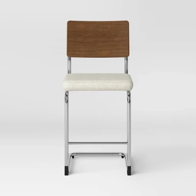 Cecilton Chrome Cantilever Counter Height Barstool Cream Boucle - Threshold™ 2 Cecilton Chrome Cantilever Counter Height Barstool Cream Boucle - Threshold™ - Image 2