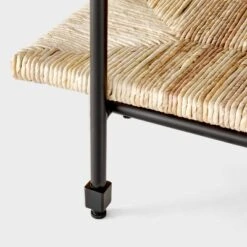 Metal And Rush Weave Top Console Table Black - Threshold™ Designed With Studio McGee: Mahogany Frame, Square Entryway Table -Home Living GUEST 3f8ac156 d6a8 49ca b6f0 3fd94dabd00e