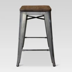 Set Of 2 Hampden Industrial 24" Counter Height Barstool Natural Metal - Threshold™ -Home Living GUEST 409db75d c29b 4926 bec6 cf73119ea7dd