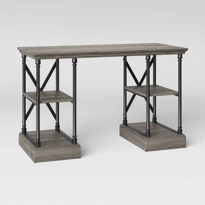 Conway Wood Writing Desk With Storage Gray - Threshold™ 2 Conway Wood Writing Desk With Storage Gray - Threshold™ - Image 2