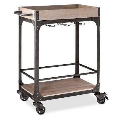 Franklin Bar Cart And Wine Rack Weathered Gray - Threshold™ 2 Franklin Bar Cart And Wine Rack Weathered Gray - Threshold™ - Image 2