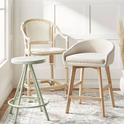 Parksley Rattan And Woven Counter Height Barstool White - Threshold™ 4 Parksley Rattan And Woven Counter Height Barstool White - Threshold™ - Image 4