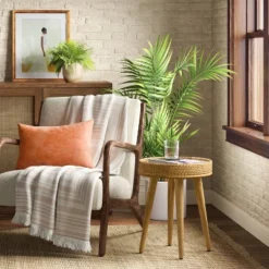 Round Natural Woven Accent Table - Threshold™