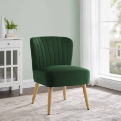 Chelidon Velvet Slipper Chair Green - Threshold™ -Home Living GUEST 5719485c 1f7e 4310 95d0 4d96f29262e8