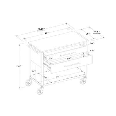 Derry Stone Top Mixed Material Kitchen Island Brown - Threshold™: Solid Hardwood, Storage, Wheels 3 Derry Stone Top Mixed Material Kitchen Island Brown - Threshold™: Solid Hardwood, Storage, Wheels - Image 3