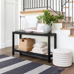 Console Table With Woven Rattan Shelf Black - Threshold™ Designed With Studio McGee -Home Living GUEST 5cacba25 9de0 4a9b 86d8 dd94f14308e1