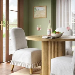 Rounded Back Slipcovered Dining Chair With Ruffle - Threshold™ 31 Rounded Back Slipcovered Dining Chair With Ruffle - Threshold™ -Home Living GUEST 676541d6 6e3a 4b89 a0c2 9476a38350db