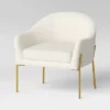 Gladden Barrel Accent Chair Cream Boucle/Brass - Threshold™: Gold-Tone Metal Legs, Curved Back, Upholstered Armchair