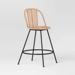 Olivine Rounded Back Woven Counter Height Barstool With Metal Legs Natural - Threshold™ -Home Living GUEST 762e0250 57e4 4cea b6bc 1640474ba352