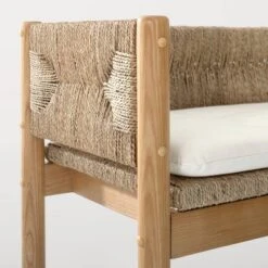 Elden Wood Bench With Woven Back And Loose Cushion Seat - Threshold™ Designed With Studio McGee -Home Living GUEST 80c860d6 fb10 4439 978d 5bcb29b2d57b