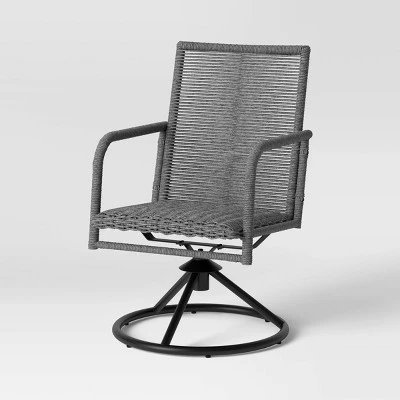 2pc Granby Padded Wicker Outdoor Patio Dining Chairs Swivel Chairs Gray - Threshold™ 2 2pc Granby Padded Wicker Outdoor Patio Dining Chairs Swivel Chairs Gray - Threshold™ - Image 2