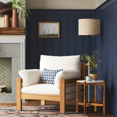 Wood And Marble Accent Table Natural - Threshold™ 1 Wood And Marble Accent Table Natural - Threshold™