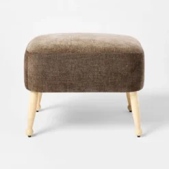 Corallina Upholstered Wooden Ottoman Natural Wood/Dark Brown - Threshold™ Designed With Studio McGee -Home Living GUEST 84718365 7e7e 49cb b5df 6c3de4dd82f9