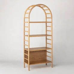 72" Holladay Curved Wooden Bookcase - Threshold™ Designed With Studio McGee -Home Living GUEST 84aacca0 2437 4d03 8b04 6e3f30c27fb1