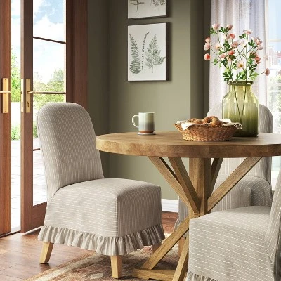 Rounded Back Slipcovered Dining Chair With Ruffle - Threshold™ 13 Rounded Back Slipcovered Dining Chair With Ruffle - Threshold™ - Image 13
