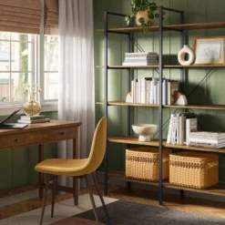 72" Banks 5 Shelf H Frame Bookcase Brown - Threshold™