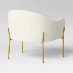 Gladden Barrel Accent Chair Cream Boucle/Brass - Threshold™: Gold-Tone Metal Legs, Curved Back, Upholstered Armchair -Home Living GUEST 8d5a0ad2 223c 4d29 a30d a346626a9a74