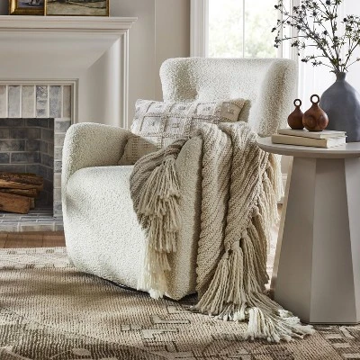 Kessler Swivel Accent Chair Cream Faux Shearling - Threshold™ Designed With Studio McGee: Luxury Glam Furniture, No Assembly Required 1 Kessler Swivel Accent Chair Cream Faux Shearling - Threshold™ Designed With Studio McGee: Luxury Glam Furniture, No Assembly Required