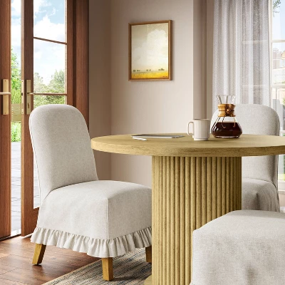 Rounded Back Slipcovered Dining Chair With Ruffle - Threshold™ 9 Rounded Back Slipcovered Dining Chair With Ruffle - Threshold™ - Image 9