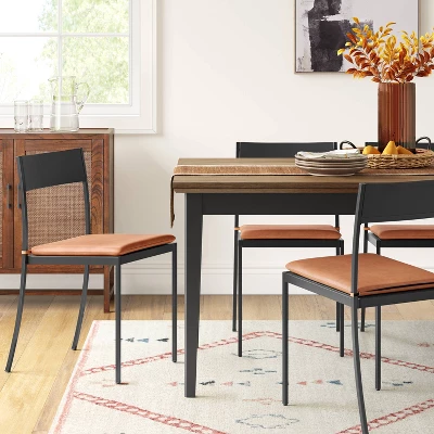 Clion Metal Dining Chair Black/Caramel Faux Leather - Threshold™ 1 Clion Metal Dining Chair Black/Caramel Faux Leather - Threshold™