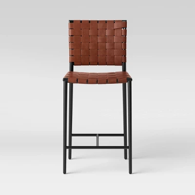 Wellfleet Woven Faux Leather Metal Base Counter Height Barstool - Threshold™ 2 Wellfleet Woven Faux Leather Metal Base Counter Height Barstool - Threshold™ - Image 2