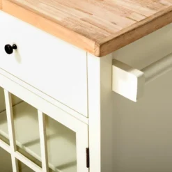 Windham Wood Top Kitchen Island Off-White - Threshold™: Pine & Rubberwood Frame, Storage Cart With Casters -Home Living GUEST 9b2269f4 01a0 4d8d 98e8 85d04804554c