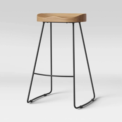 Hull Low Back Barstool Wood/Metal - Threshold 2 Hull Low Back Barstool Wood/Metal - Threshold - Image 2