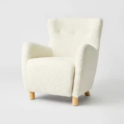 Kessler Wingback Faux Sherling Accent Chair Cream - Threshold™ Designed With Studio McGee -Home Living GUEST a09f34e6 88c9 4d02 ba31 f262090269f8