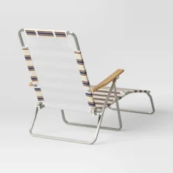 Striped Aluminum Beach Lounger With Wood Arms - Threshold™ -Home Living GUEST a72bf634 d3db 44d5 b2f4 d19d9498af18