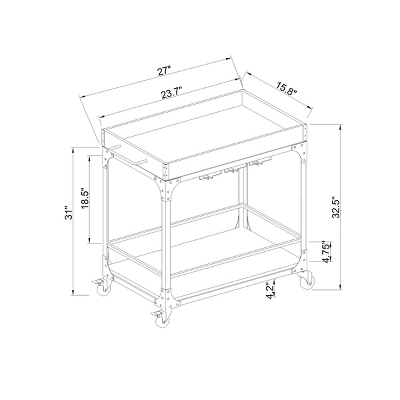 Franklin Bar Cart And Wine Rack Weathered Gray - Threshold™ 4 Franklin Bar Cart And Wine Rack Weathered Gray - Threshold™ - Image 4