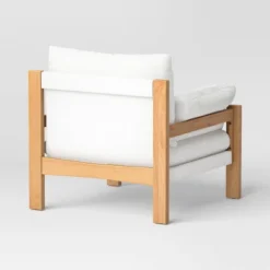 Canyon Slouchy Arm Rustic Wood Accent Chair Cream - Threshold™ -Home Living GUEST c30d1d29 d7bc 4466 ba9d 2a488303b91a