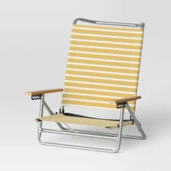5 Position Beach Chair With Aluminum Frame & Wood Arms - Threshold™ -Home Living GUEST cdd41c2e 63f3 4f46 8f01 e5634e896ecf