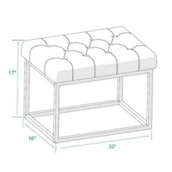 Trubeck Tufted Metal Base Ottoman Faux Leather Brown - Threshold™: Padded Footstool, No Assembly Required -Home Living GUEST d17719f8 668a 4aa2 a474 ca4180dd0d04