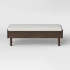 Wood Based Storage Bench Natural - Threshold™: Upholstered Entryway Ottoman With Armrest, Spot Clean -Home Living GUEST d1e1264c cbcc 4718 b518 3a42cc2fbc09