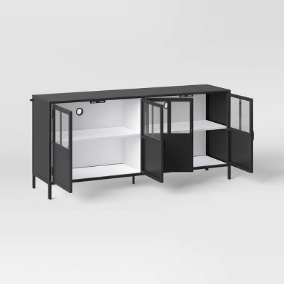 Half Glass TV Stand For TVs Up To 60" Black - Threshold™ 2 Half Glass TV Stand For TVs Up To 60" Black - Threshold™ - Image 2