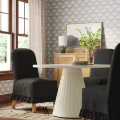 Replacement Ruffled Slipcover Only For Rounded Back Dining Chair - Threshold™ -Home Living GUEST e2469430 ceb2 41d6 99d0 44a7fe13aa78