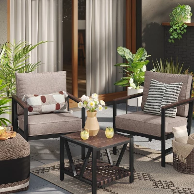 Oak Park 3pc Patio Chat Set - Threshold™ 1 Oak Park 3pc Patio Chat Set - Threshold™