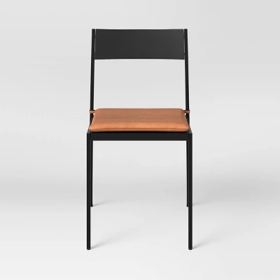 Clion Metal Dining Chair Black/Caramel Faux Leather - Threshold™ 2 Clion Metal Dining Chair Black/Caramel Faux Leather - Threshold™ - Image 2