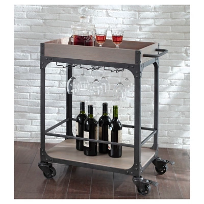 Franklin Bar Cart And Wine Rack Weathered Gray - Threshold™ 1 Franklin Bar Cart And Wine Rack Weathered Gray - Threshold™